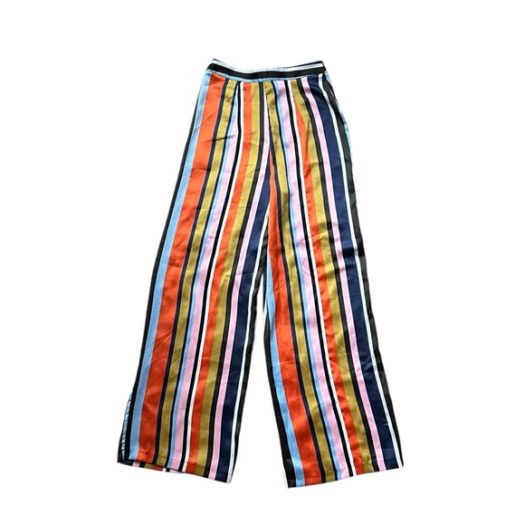 ASOS Multicolor Striped Satin Tie Top Pant Set Size 2 - Picture 7 of 9